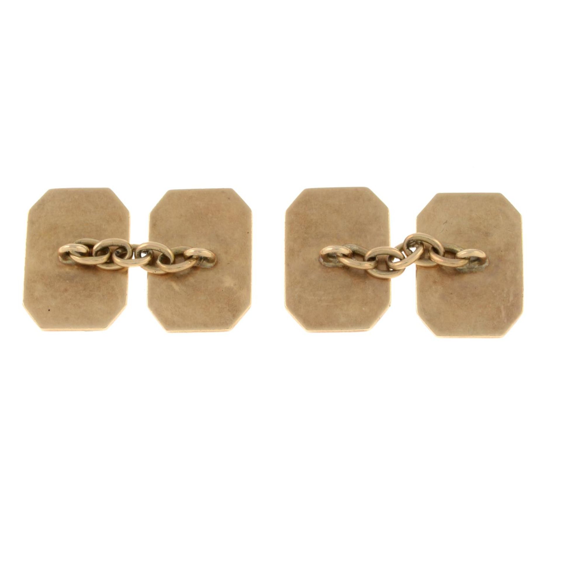 A pair of cufflinks.Length of cufflink face 1.5cms. - Bild 2 aus 2