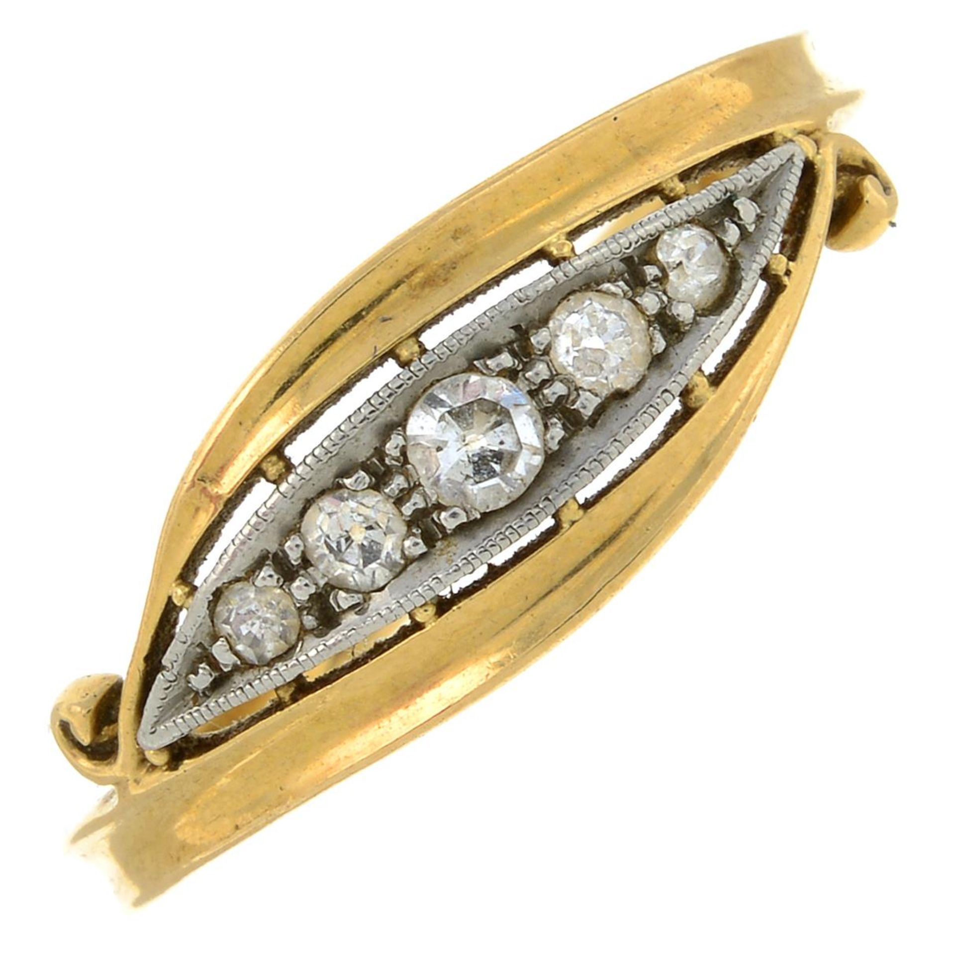An early 20th century 18ct gold diamond ring.Estimated total diamond weight 0.10ct.