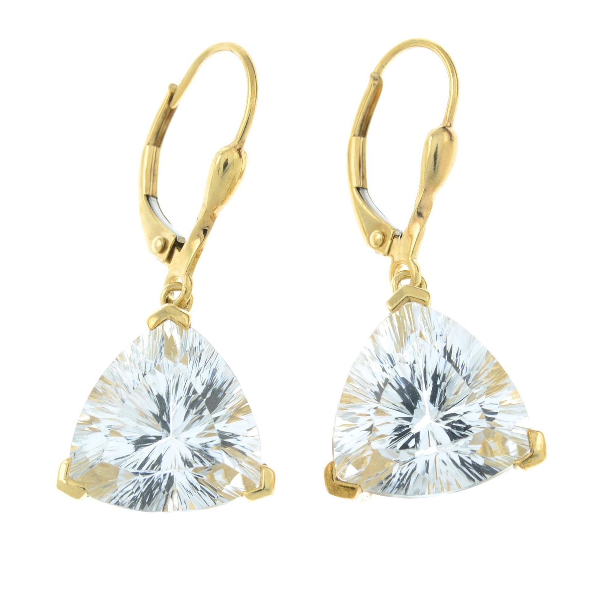 A pair of 9ct gold colourless topaz earrings.Hallmarks for Birmingham, 2006.Length 3cms.