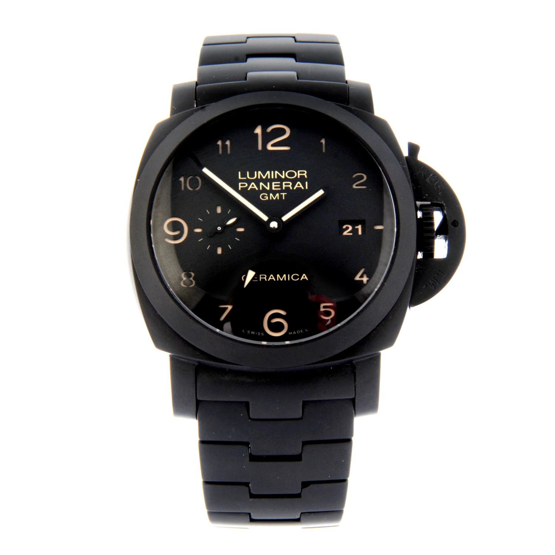 PANERAI - a Luminor GMT Ceramica bracelet watch.