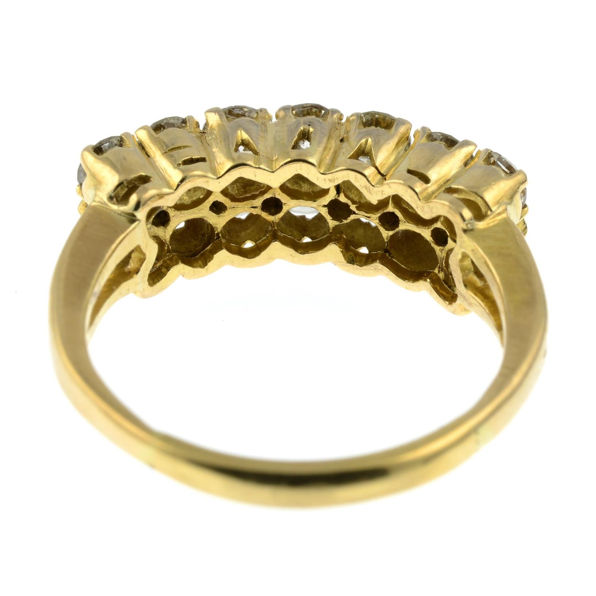 An 18ct gold brilliant-cut diamond two-row ring.Estimated total diamond weight 1.40cts, - Bild 3 aus 4