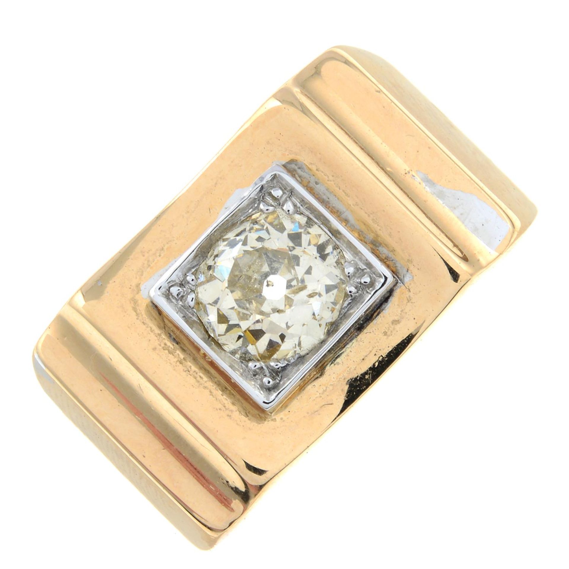 A mid 20th century 18ct gold old-cut diamond single-stone ring.Estimated diamond weight 0.85ct,