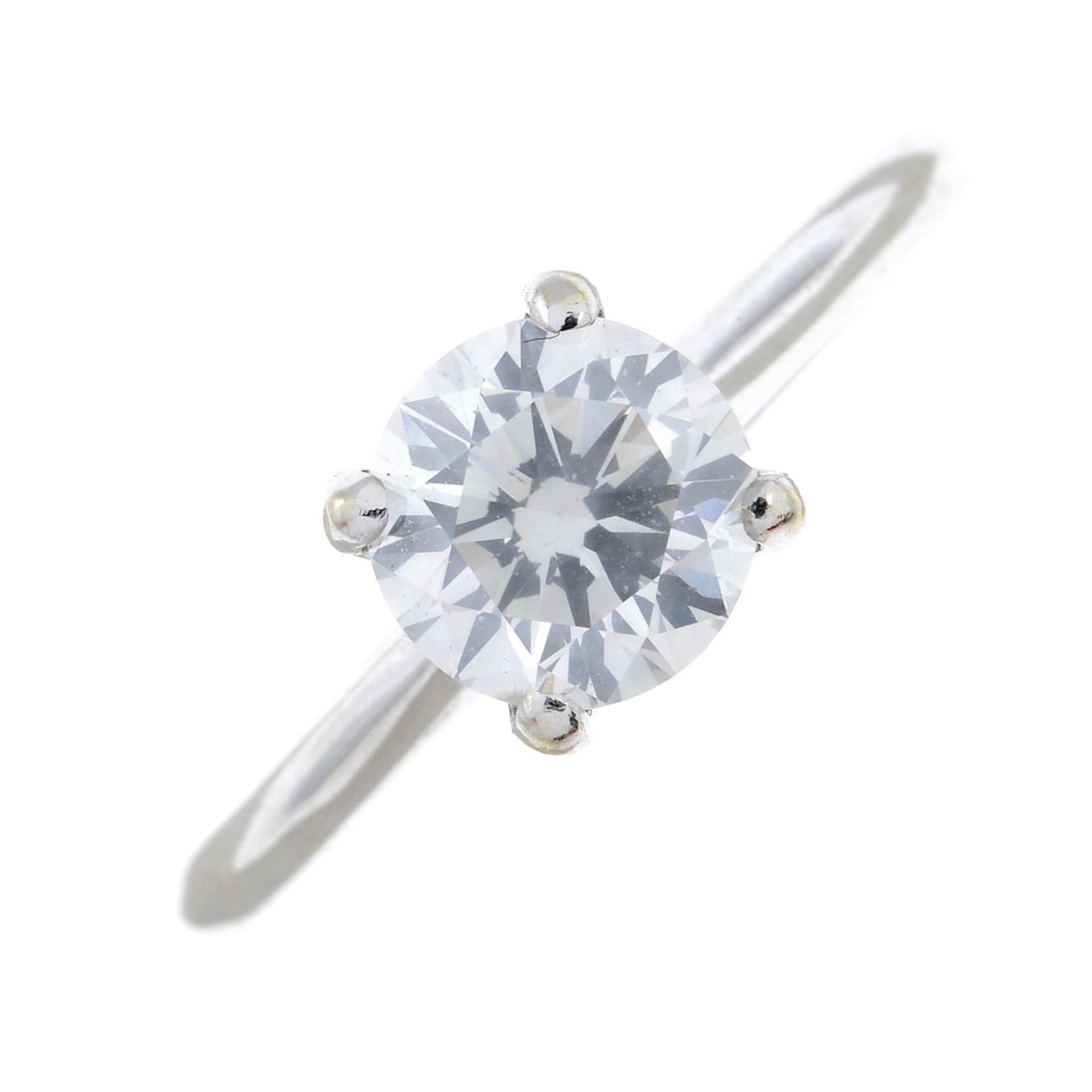An 18ct gold brilliant-cut diamond single-stone ring.Estimated diamond weight 1.15cts,