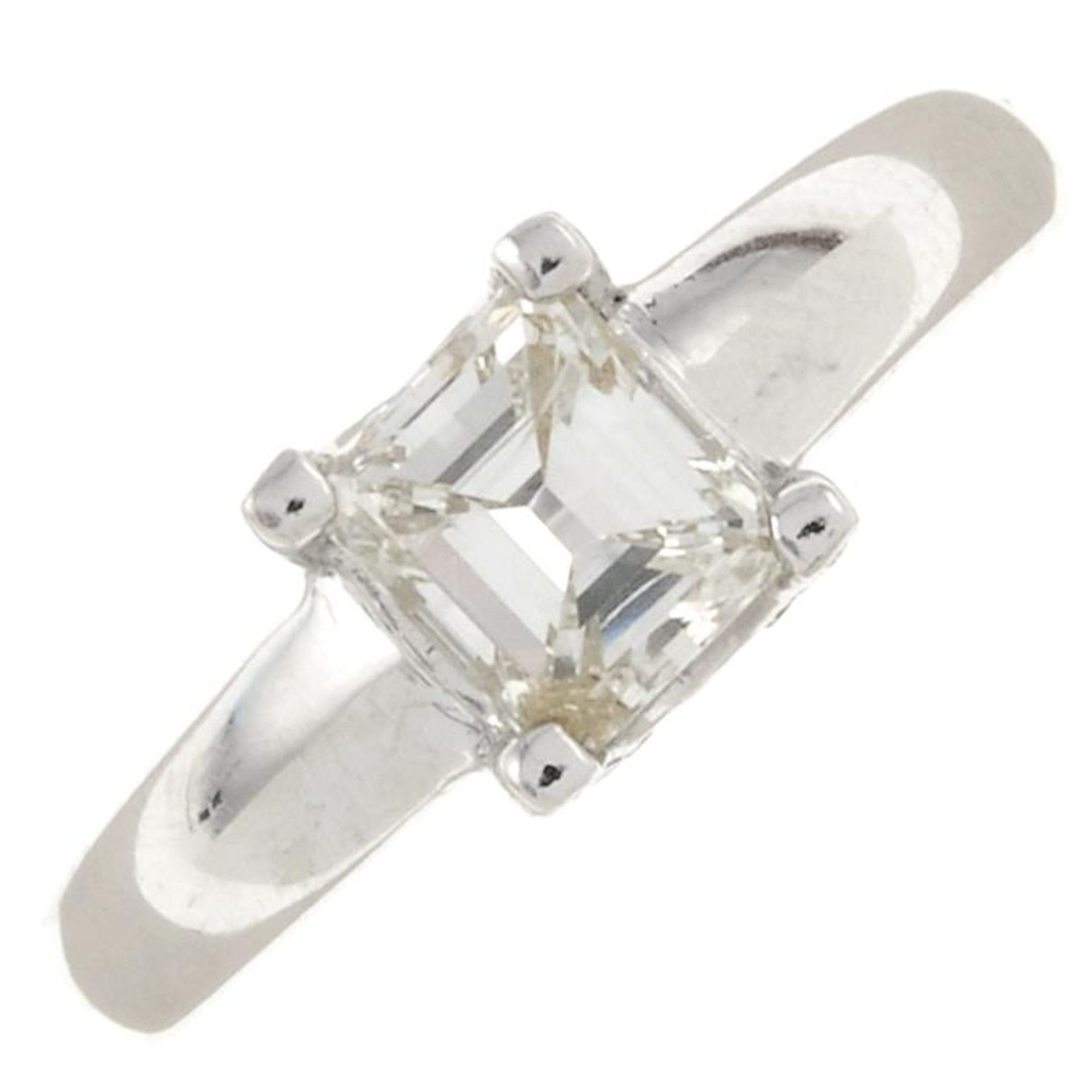 A square-shape diamond single-stone ring.Estimated diamond weight 0.75ct,