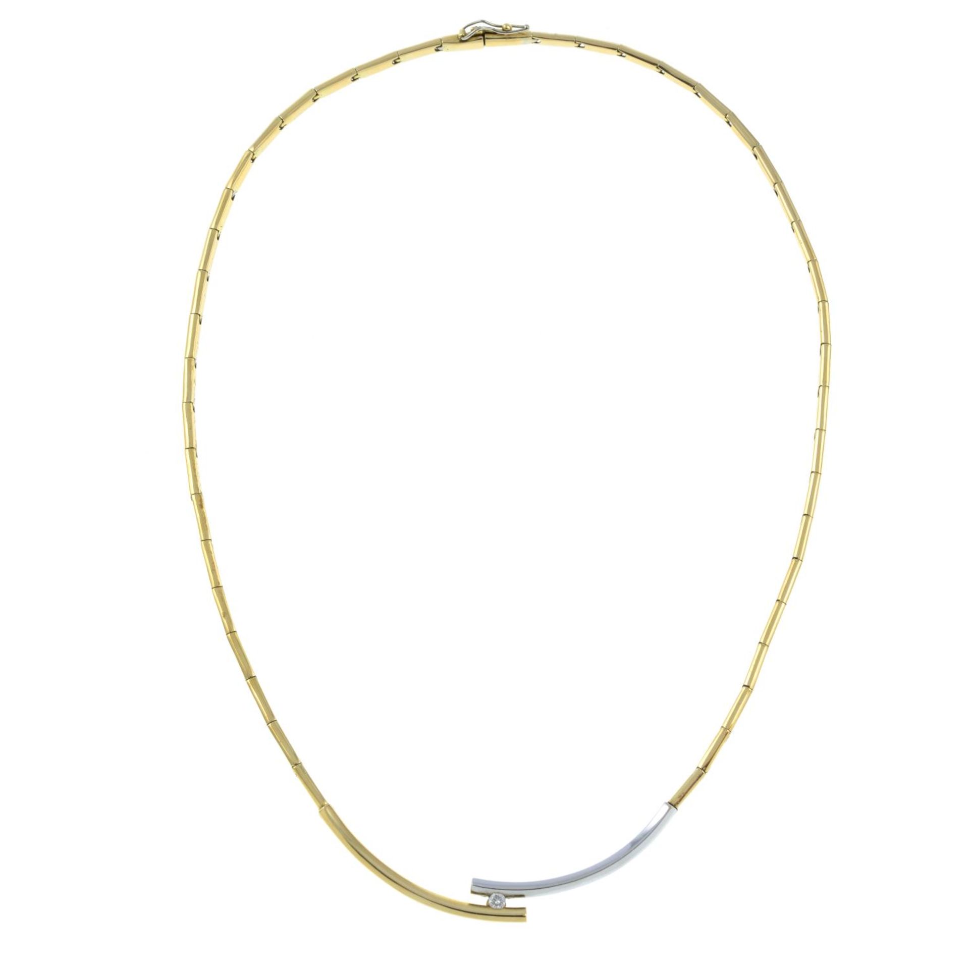 A brilliant-cut diamond bi-colour necklace.Stamped 585.Length 40.2cms. - Bild 2 aus 3