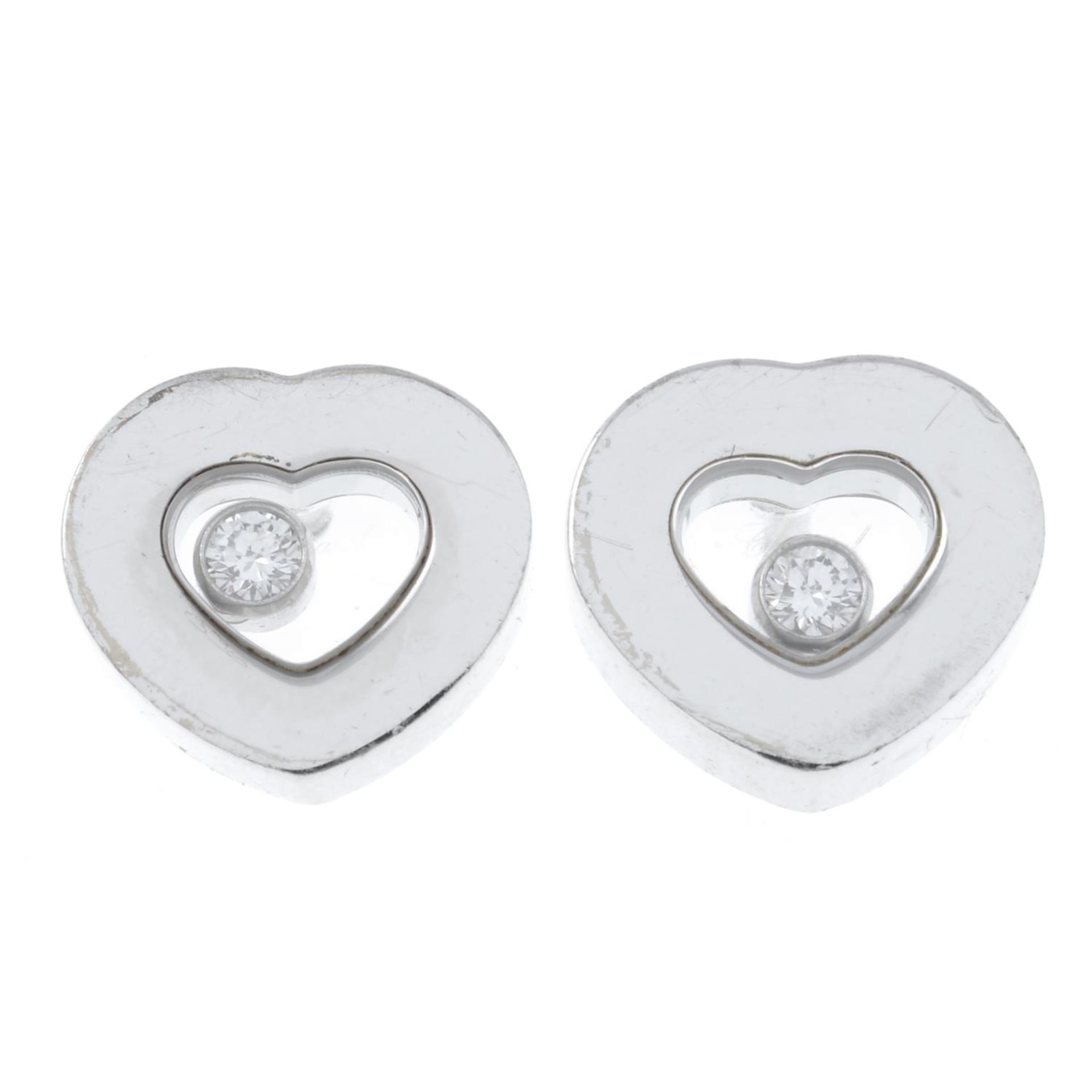 A pair of 18ct gold 'Happy Diamond' heart-shape earrings,