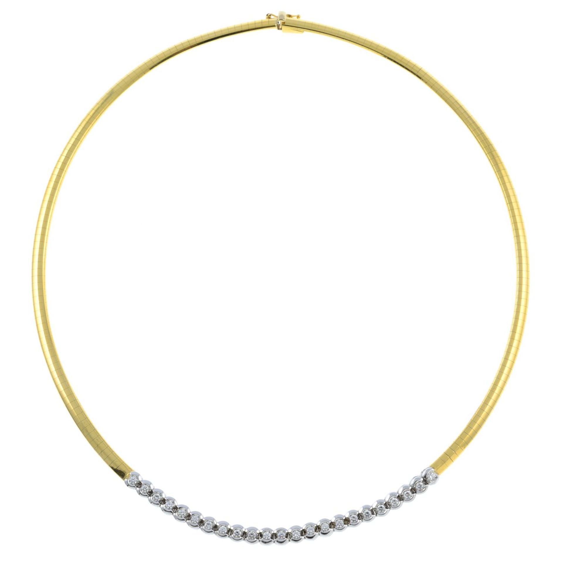 An 18ct gold brilliant-cut diamond collar necklace.Estimated total diamond weight 0.70ct.Hallmarks - Bild 2 aus 3