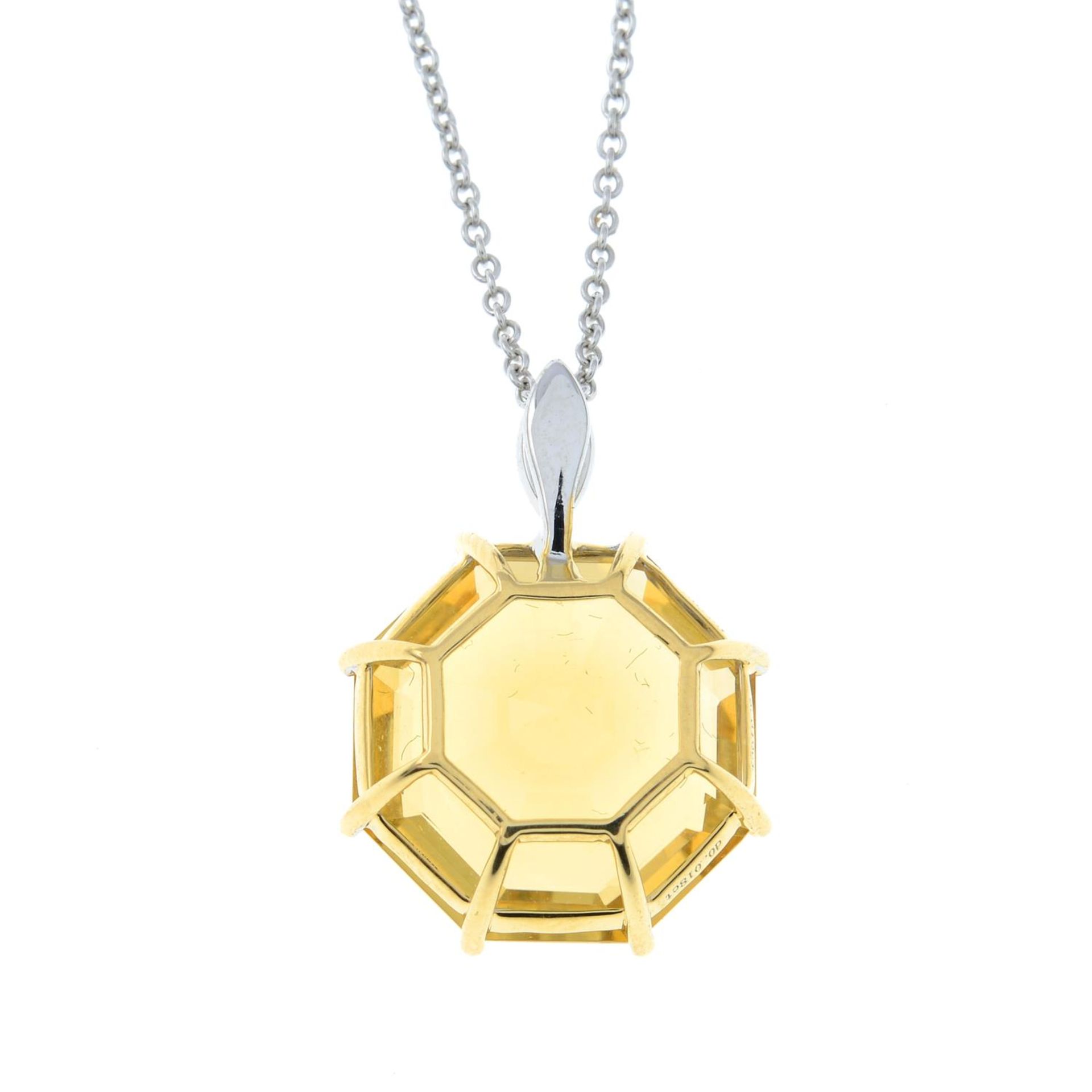 A citrine and brilliant-cut diamond pendant, - Bild 2 aus 3