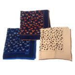 GUCCI - three silk handkerchiefs.