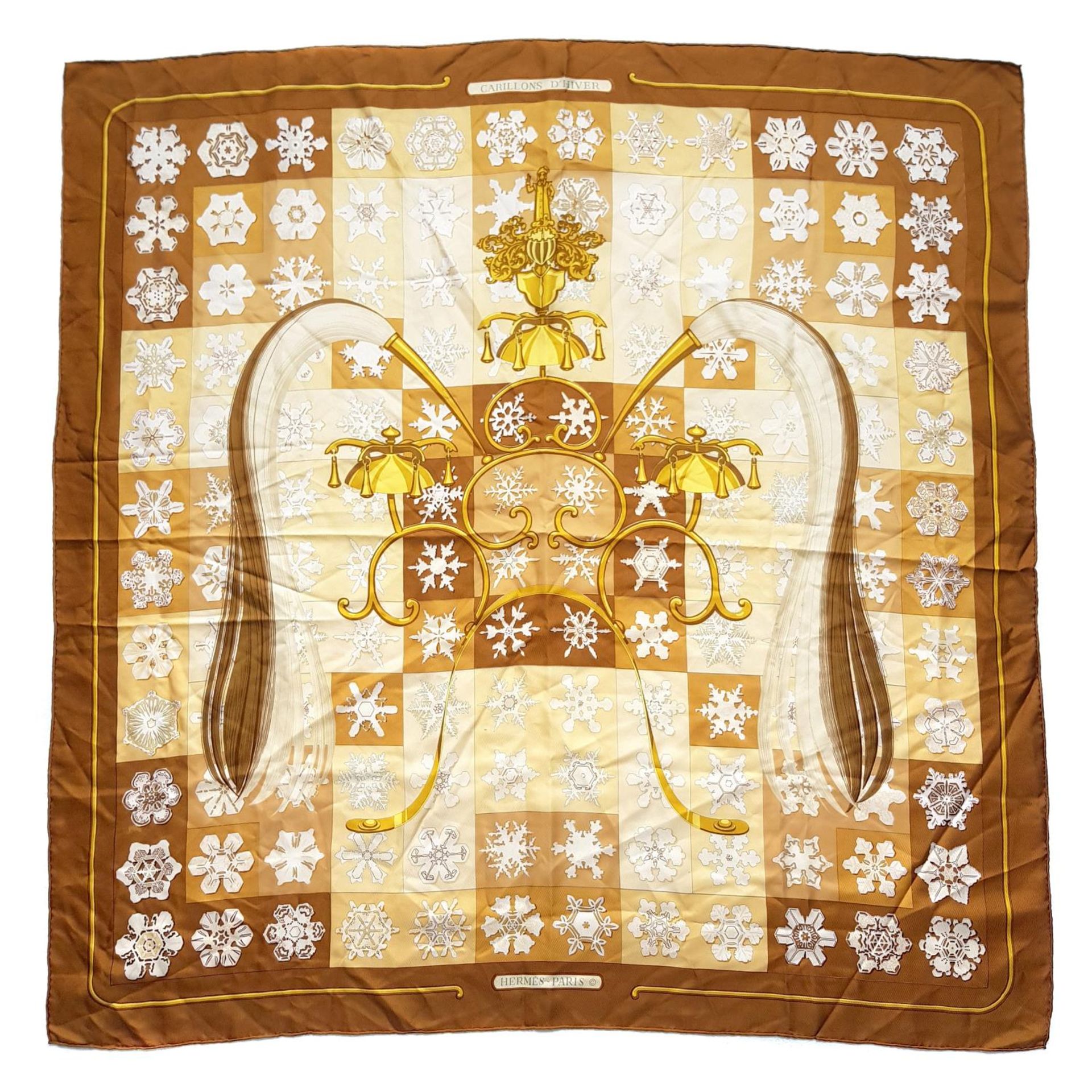 HERMÈS – a vintage ‘Carillons D’Hiver’ silk scarf.