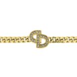 CHRISTIAN DIOR - a chain link bracelet with paste detail.Signed Christian Dior.Length 18.5cms.