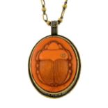 GUCCI - an antique revival scarab pendant necklace.Signed Gucci.Length 79cms.