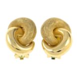 CHRISTIAN DIOR - a pair of vintage knot design clip on earrings.Signed Christian Dior.length