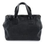 ANYA HINDMARCH - a black grained leather handbag with matching wallet.