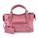 BALENCIAGA - a pink City handbag.