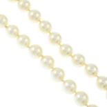 CHRISTIAN DIOR - a vintage imitation pearl necklace.Signed Christian Dior.Length 64cms.