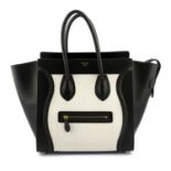 CÉLINE - a black and white Mini Luggage Tote handbag.