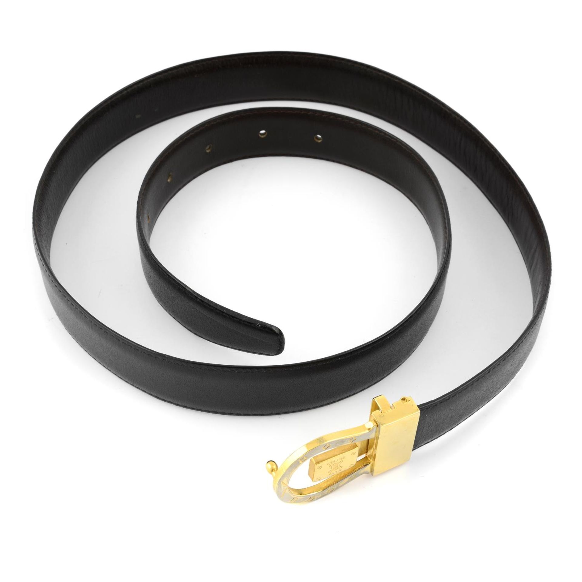 CÉLINE - a black leather belt. - Bild 2 aus 3