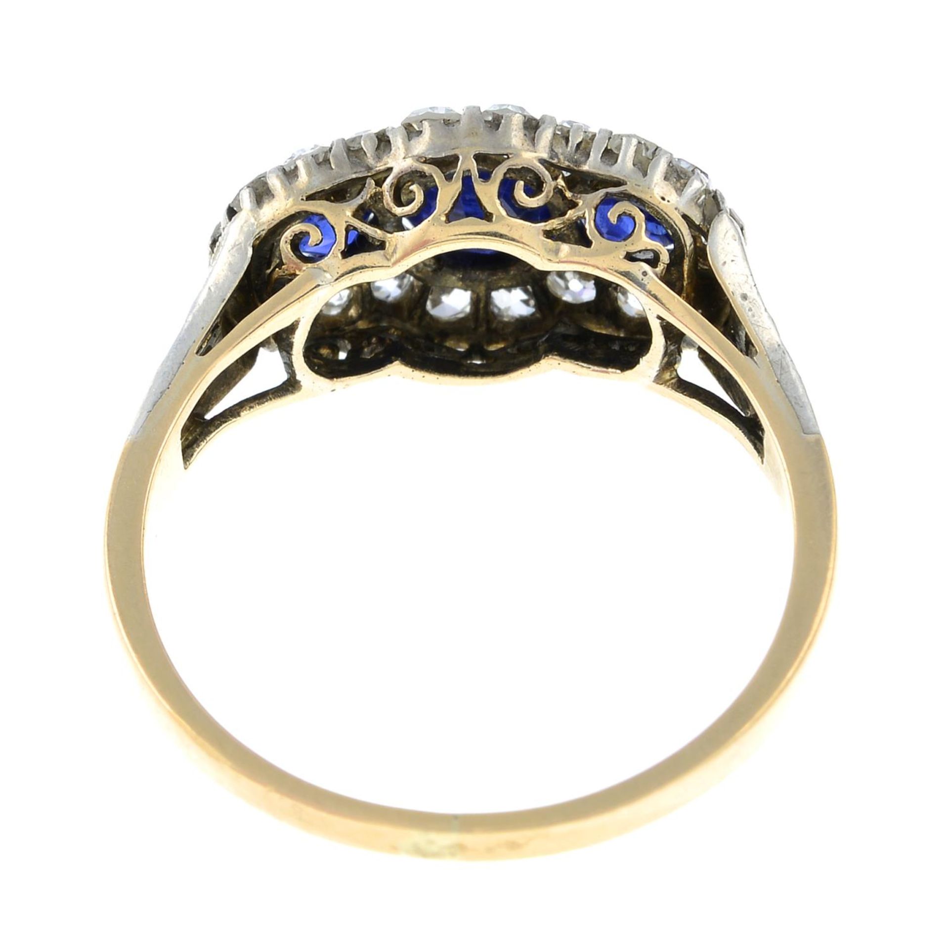 A mid 20th century sapphire and old-cut diamond dress ring.Estimated total diamond weight 0.50ct, - Bild 3 aus 3