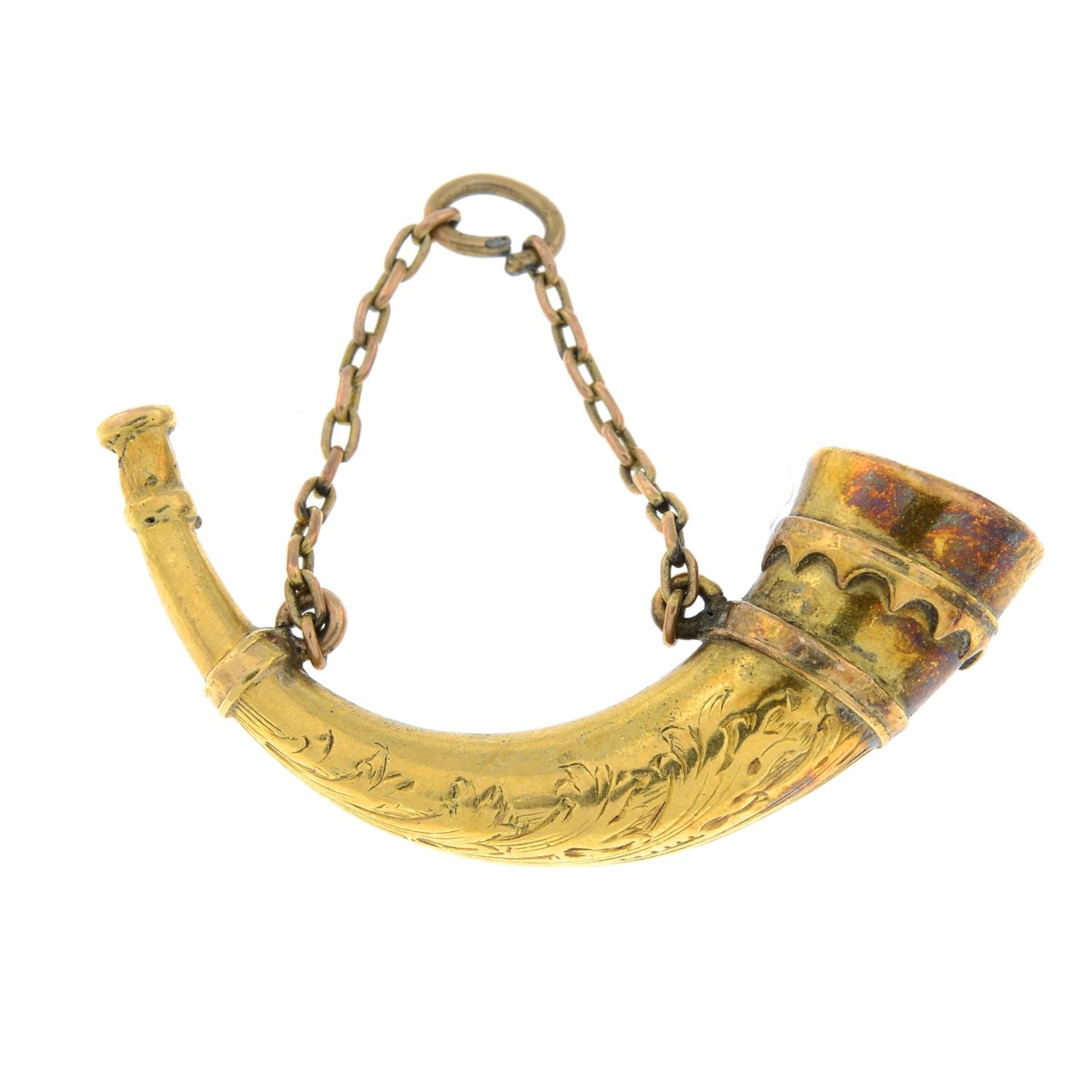 An early 20th century gold horn pendant.Length 3.1cms. - Bild 2 aus 2