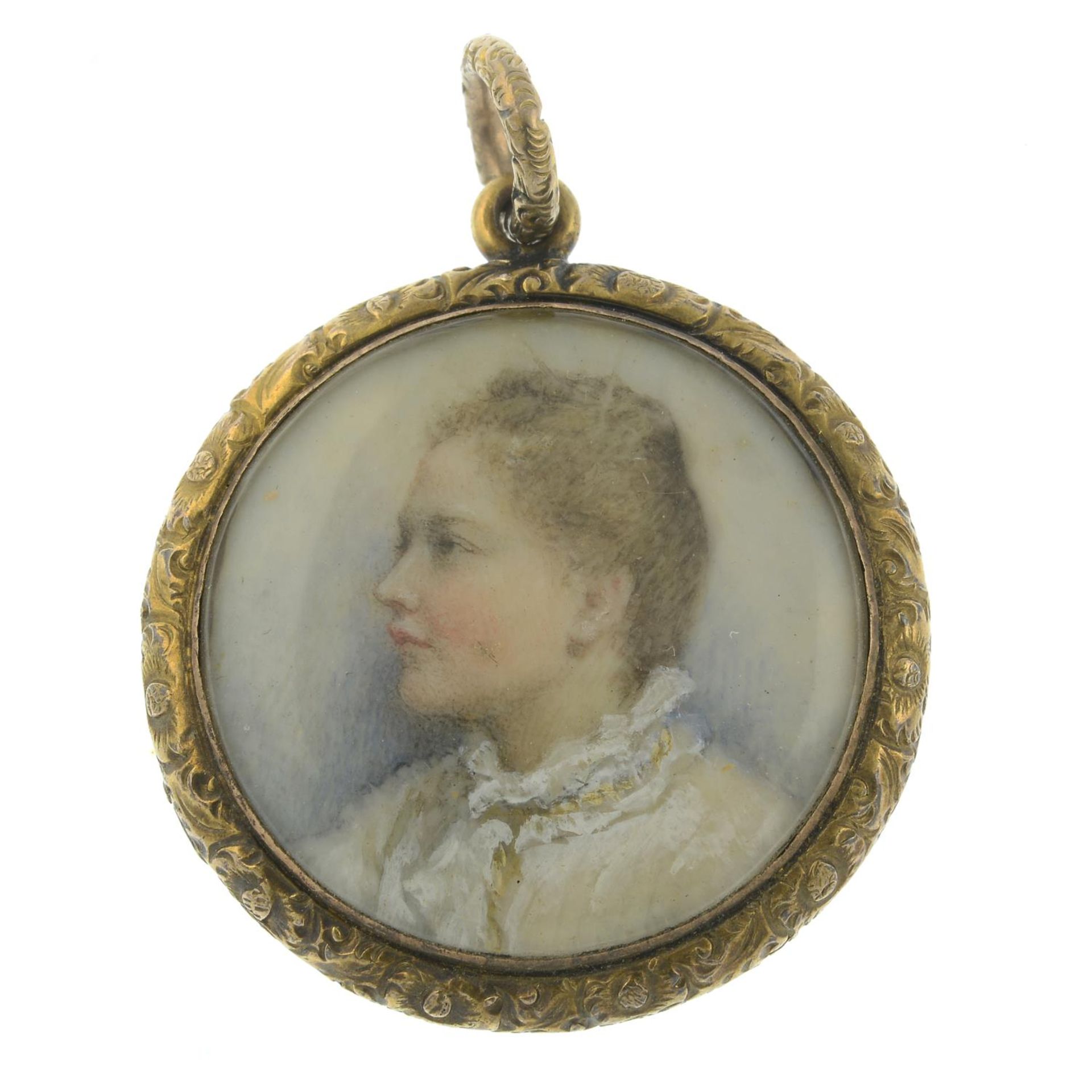 A late 19th century portrait miniature mourning locket pendant,