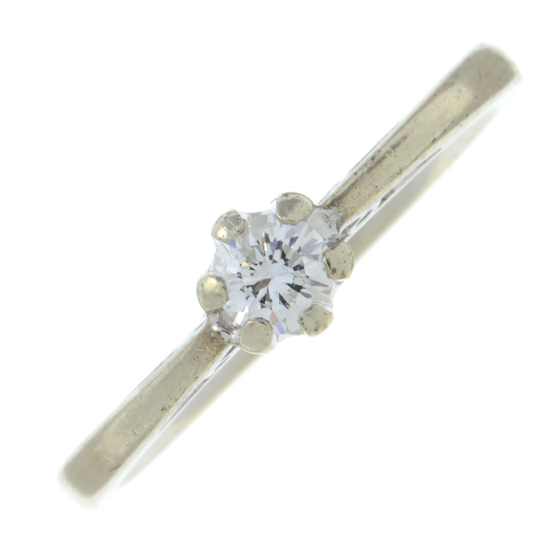 A 9ct gold brilliant-cut diamond single-stone ring.Diamond weight 0.20ct,