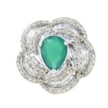 A chrysoprase and vari-cut diamond dress ring.