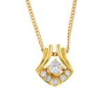 A brilliant-cut diamond pendant, with 9ct gold chain.