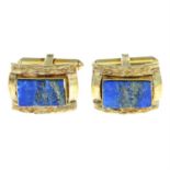 A pair of lapis lazuli cufflinks.