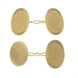 A pair of early 20th century 9ct gold textured cufflinks.