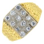 An 18ct gold diamond signet ring.