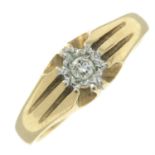 A 9ct gold diamond single-stone ring.