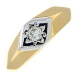 A bi-colour 9ct gold brilliant-cut diamond single-stone ring.