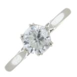 A 9ct gold colourless zircon single-stone ring.