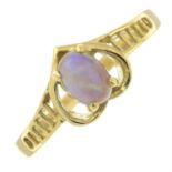 An opal single-stone ring.