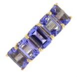 A 14ct gold tanzanite five-stone ring.