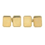 A pair of 9ct gold rectangular cufflinks.