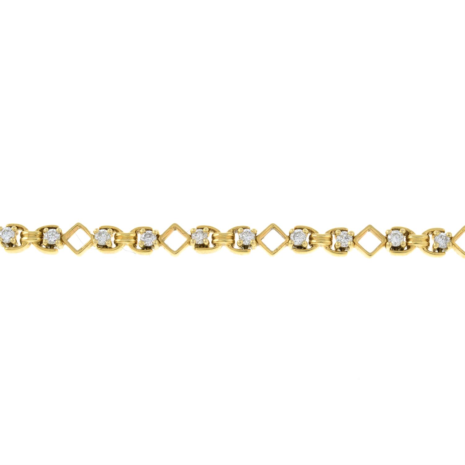 A diamond line bracelet with square-shape link spacers.