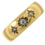 A late 19th century 18ct gold old-cut diamond gypsy-set ring.