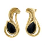 A pair of 9ct gold onyx stud earrings.