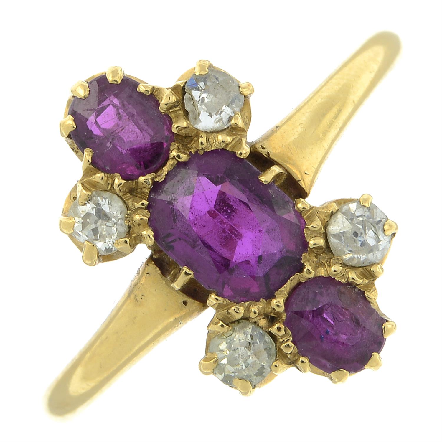 An early 20th century 18ct gold ruby and old-cut diamond dress ring.