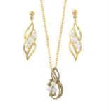 A 9ct gold cultured pearl pendant with chain, together with a pair of 9ct gold cultured pearl