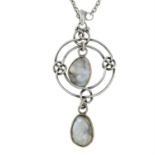 A blister pearl pendant with chain.