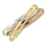 A 9ct gold interlocking band ring.