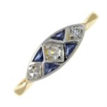 An 18ct gold diamond and sapphire dress ring.