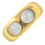 A late 19th century 18ct gold split pearl ring.