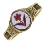 A late Victorian 9ct gold sardonyx intaglio mourning ring.