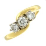 An 18ct gold diamond three-stone ring.