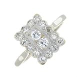 An art deco brilliant-cut diamond cluster ring.