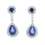 A pair of 18ct gold sapphire and diamond stud earrings, with optional drop.